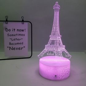 Eiffel Tower 3D Visual Slide Transparent Acrylic LED Seven Color Rechargeable Touch Table Lamp Children's Gift Light