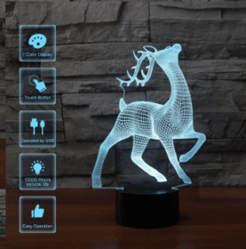Deer  3D 7Color Touch Control LED Night Illusion Light